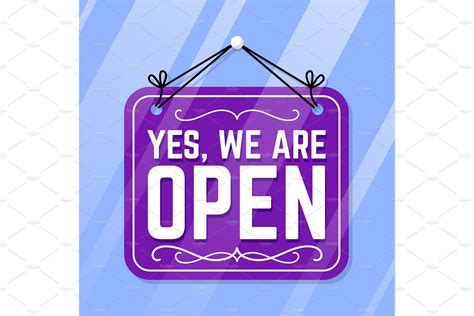 Yes We Are Open Sign Illustrations ~ Creative Market