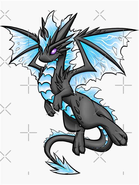 Blue Lightning Dragon Sticker By Rebecca Golins Cute Dragon Drawing Dragon Drawing Dragon