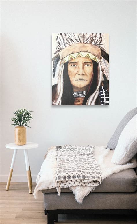 Native Chief Native American Indian Wall Art Home Decor Etsy