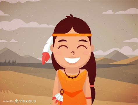 Female Native American Character Cartoon Vector Download