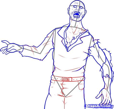How To Draw A Zombie Step 5 Drawings Zombie Drawing Body Poses
