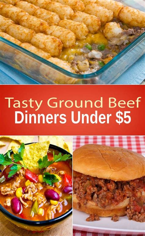 Dinners like beef & bean sloppy joes and ground beef & pasta skillet are healthy, flavorful and the perfect choice for weeknight dinners. Tasty Ground Beef Dinners Under $5---oh my gosh! These are ...