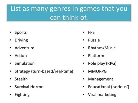 Genres In Gaming
