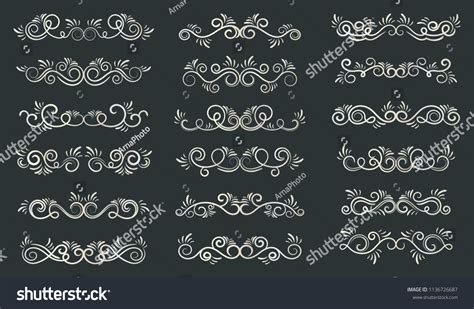 Set Curls Scrolls Decorative Elements Frames Stock Vector Royalty Free