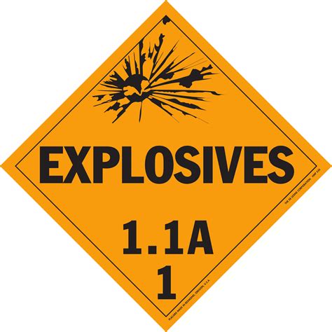Hazardous Material Placards 10 34 X 10 34 Class 11a Explosive
