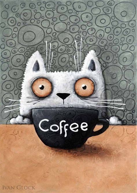 Coffee Cat Cat Drawing Cute Cat Coffeine Cat Etsy Canada Coffee