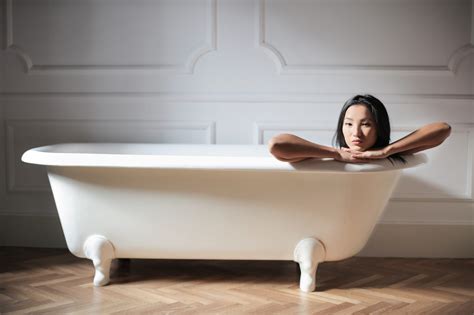 Canva Woman In Inside The Bathtub Waterlily