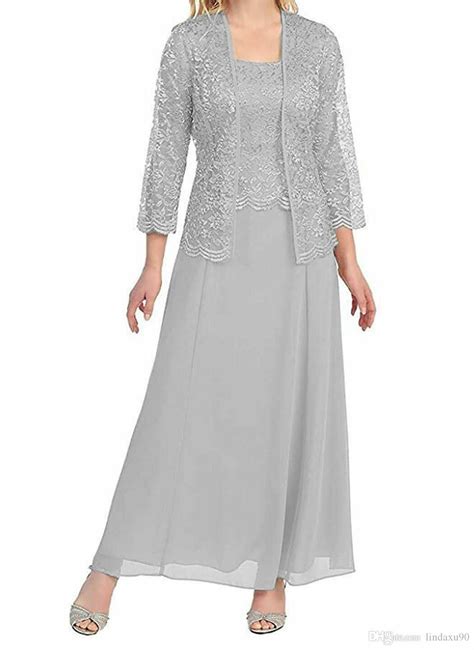 Silver Grey 2019 Mother Of The Bride Dress With Jacket Simple Cheap