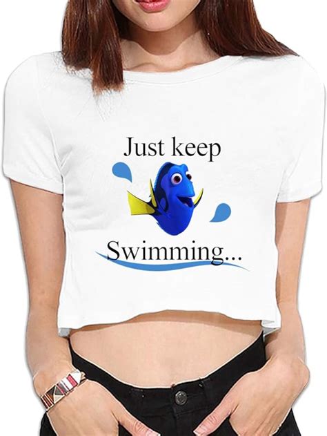 Womens Just Keep Swimming Tshirts M Black Cool Amazonca Clothing And Accessories