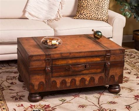 Trunk coffee table, industrial table, farmhouse coffee table, chippy paint, table with storage, rustic wooden box, industrial wheels. Rustic-Storage-Trunk-Coffee-Table-Wood-Suitcase-With-Legs ...