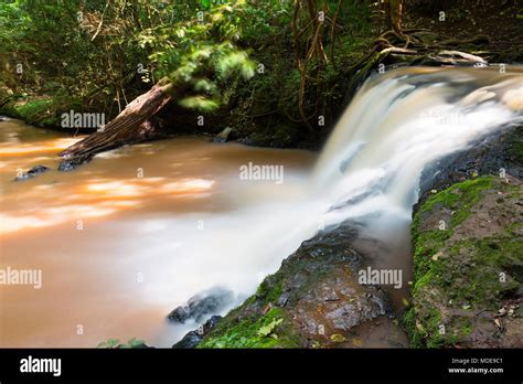 Long Exposure View Of Nairobi River At The Waterfalls In Karura Forest