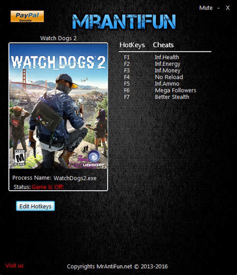Watch Dogs 2 Trainer 7 V161357982778 Mrantifun Download Cheats