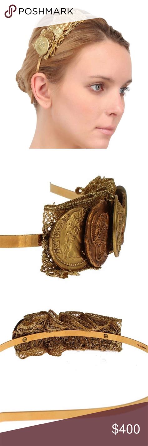 Dolce And Gabbana Gold Brass Roman Coin Diadem Dolce Gabbana Gold