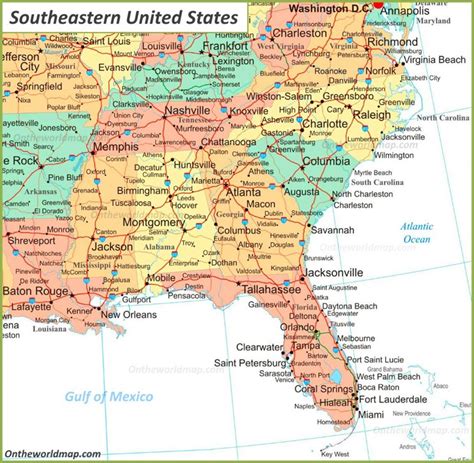 Map Of Southeastern United States