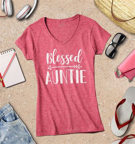 s4e women s blessed auntie v neck t shirt promoted to aunt new aunt shirts ebay