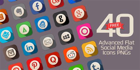 40 Free Advanced Flat Social Media Icons Pngs And Vector File
