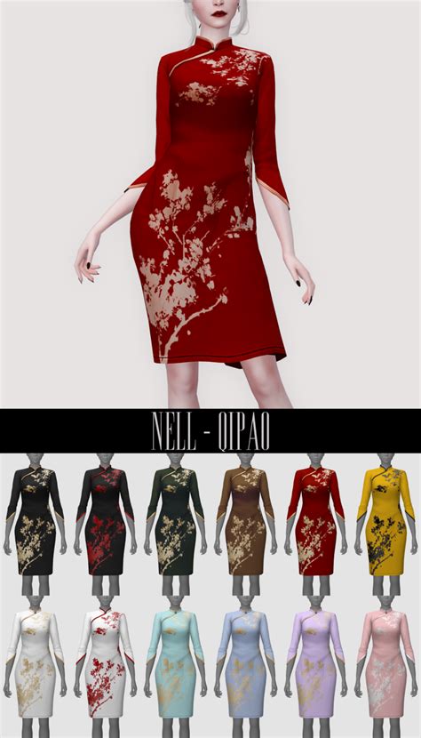 Nell Le Qipao Hq Compatible Base Game Emily Cc Finds The Sims