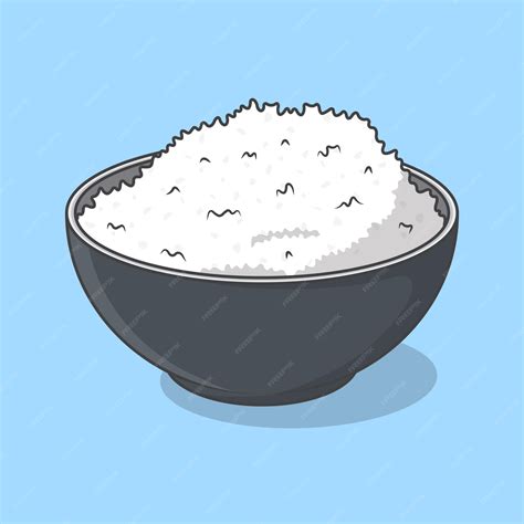 Premium Vector | Rice In A Bowl Cartoon Vector Illustration Rice Food