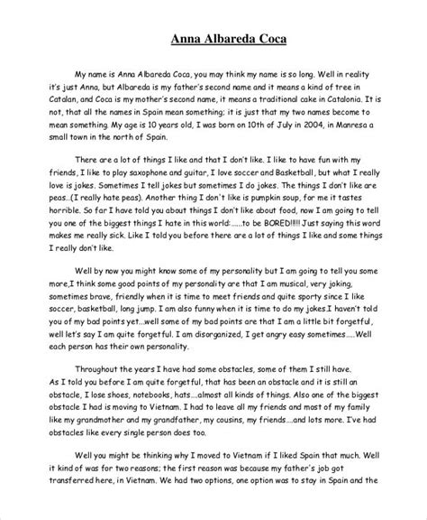 student autobiography letter template