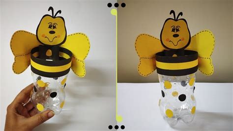 Honey Bee Pen Holder Recycle Plastic Bottles Best Out Of Waste Diy