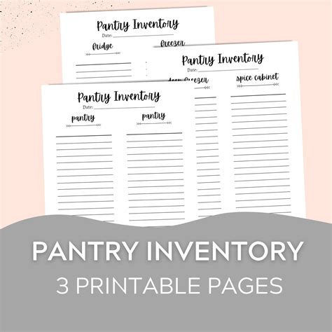 Pantry Inventory Printable Pantry Inventory Template Etsy