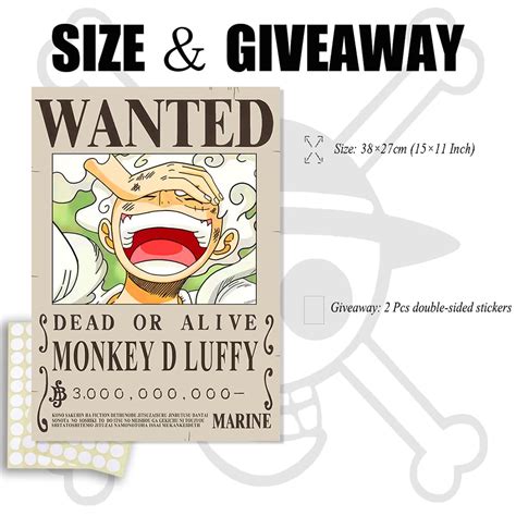 Snapklik Com Tyzzhoa Pcs Anime Op Wanted Bounty Posters Nika Luffy Billion Updated