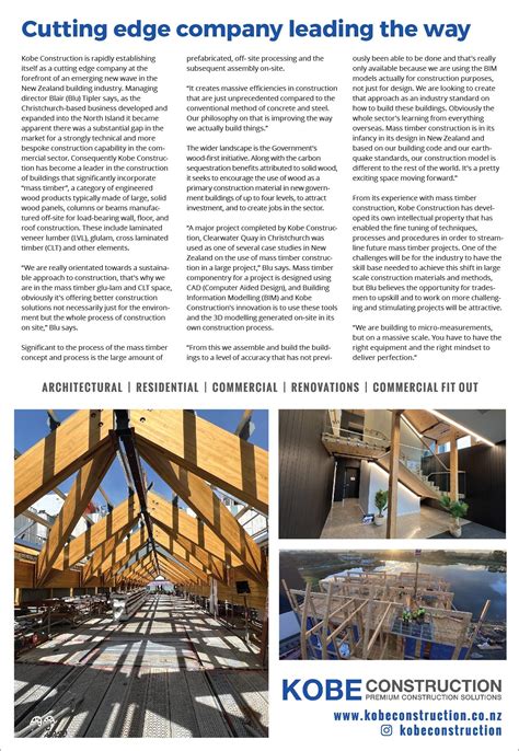 Cutting edge company leading the way — Kobe Construction