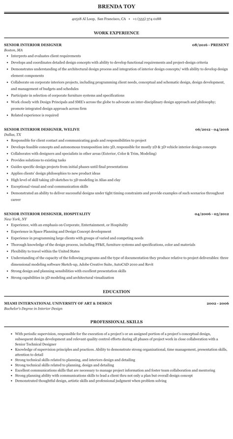 Experienced Interior Design Resume Examples Best Resume