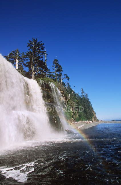 Flowing Water Of Tsusiat Falls In Pacific Rim National Park West Coast