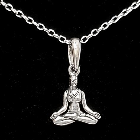Yoga Lady Pendant In Antique 925 Sterling Silver Plated Pewter With