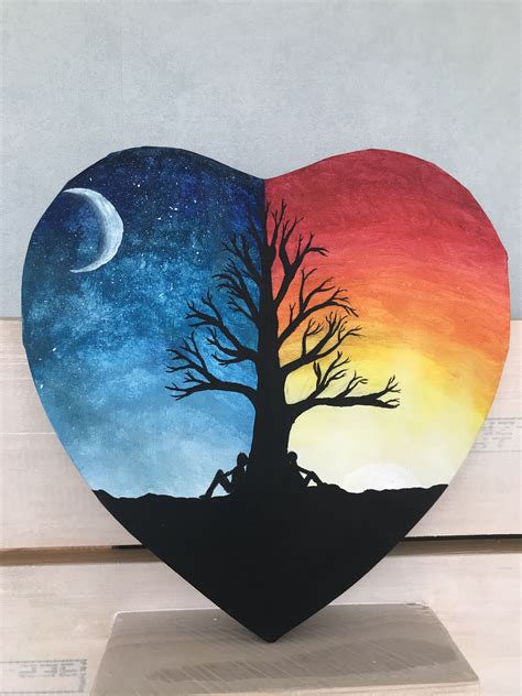 Sun And Moon Painting Moon And Sun Painting Tree Painting Canvas