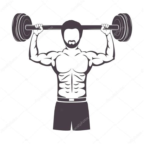 Vector: hombre levantando pesas | silueta muscular hombre levantar una