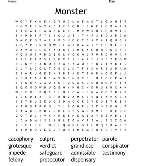 Monster Word Search Wordmint