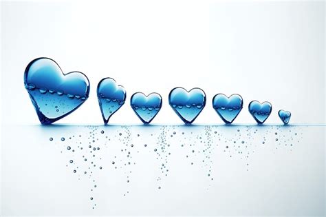 Premium Photo Row Of Small Cristal Blue Hearts An Water Droplets On