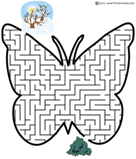 Butterfly Maze Shaped Like A Butterfly Printable Mazes Mazes For