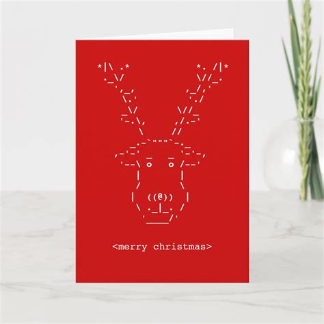 Merry Christmas Geek Reindeer Ascii Art Card Zazzle