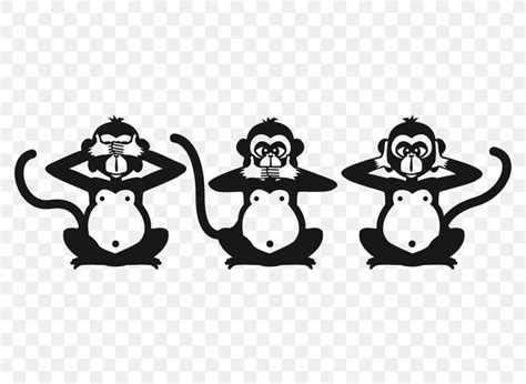 Three Wise Monkeys Figurine Black And White Image Png 800x600px