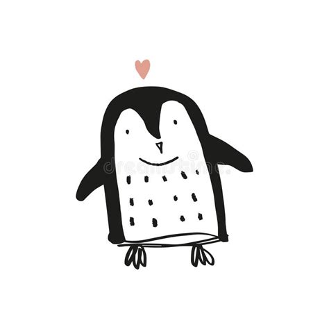 Cute Nursery Hand Drawn Little Penguin Baby Animal Print Stock Vector Illustration Of Cartoon