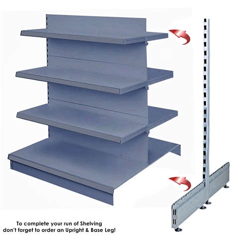 Silver Double Sided Gondola Shelving 1250mm Wide And 8 Mixed Shelves