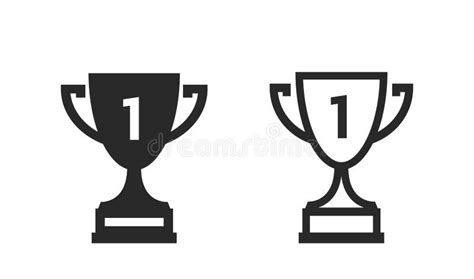 Two Trophy Cups Icons Victory Success And First Place Symbols Stock