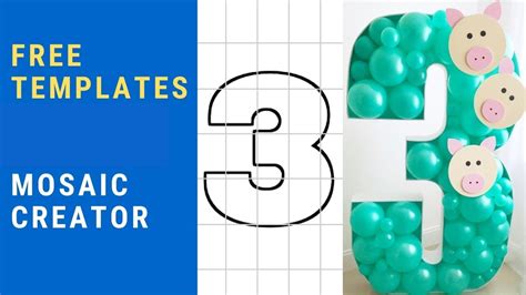 4ft Square Font All Numbers Bundle Mosaic From Balloons Templates