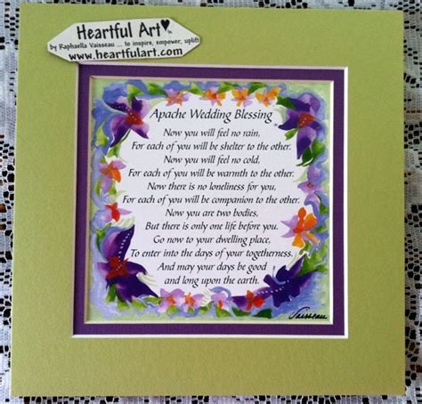 Apache Wedding Blessing 8x8 Inspirational Quote Bride Groom