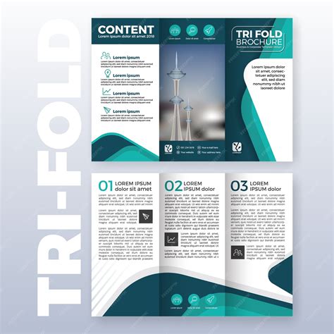 Free Vector Business Tri Fold Brochure Template Design With Turquoise