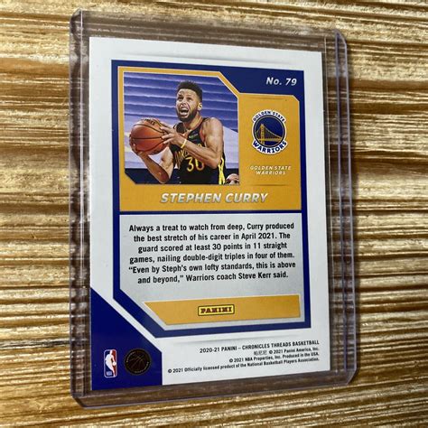 Stephen Curry 2020 21 Chronicles Threads Stephen Curry Base Card 79 Mint Ebay