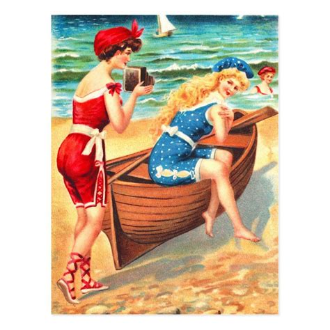 Bathing Beauties Postcard In 2021 Postcard Vintage Illustration Bathing Beauties