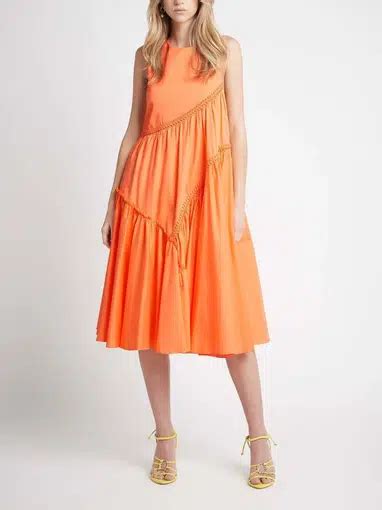 Aje Casabianca Braided Sleeveless Midi Dress Orange Size 8 The Volte