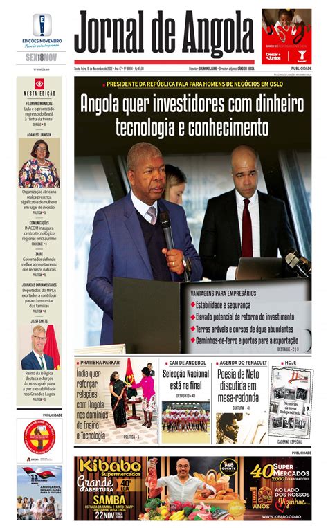 Jornal De Angola Sexta 18 De Novembro De 2022