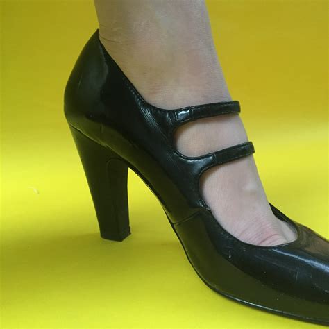 Vintage Black Patent Leather Mary Jane Heels Womens Size 85 Vintage Mary Janes Vintage