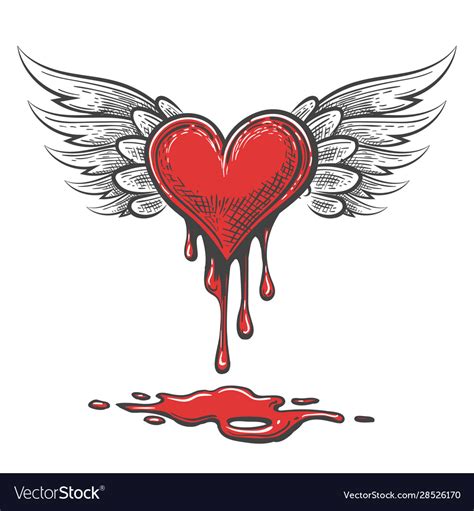 Cartoon Bleeding Heart With Wings Royalty Free Vector Image