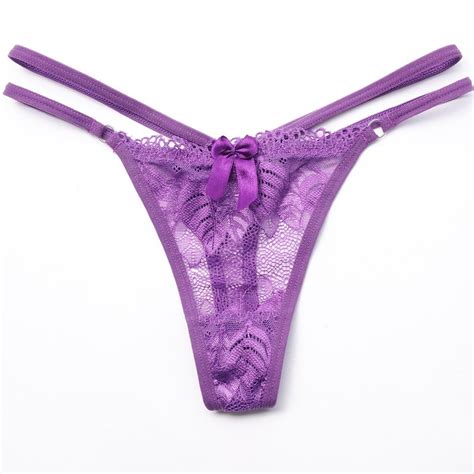 Young Girls Lovely Thongs Panties Bikini Lace Low Waist Bow G Strings Hollow Spaghetti Underwear